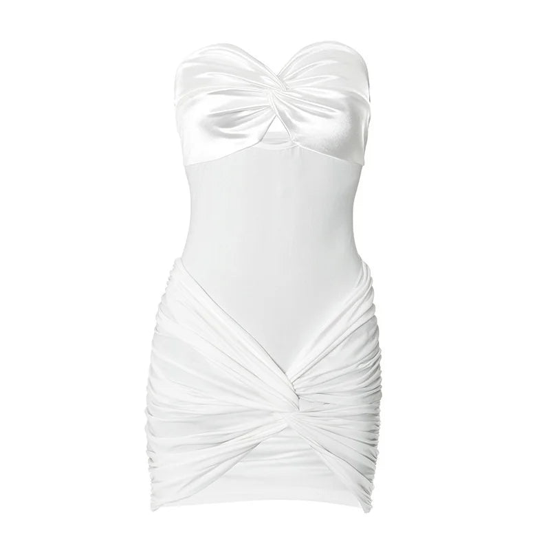 Sexy 2 Pieces Sets For Women Off-shoulder Strapless Hollow Out Bodysuit And Hot Skirt Two Pieces Sets Sexy Suit