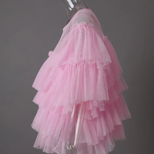 Load image into Gallery viewer, Mesh T-shirt Cake Half-body Skirt Two Pieces Suit New Round Neck Short Sleeve Women Fashion Spring Summer 2025 CPG3209
