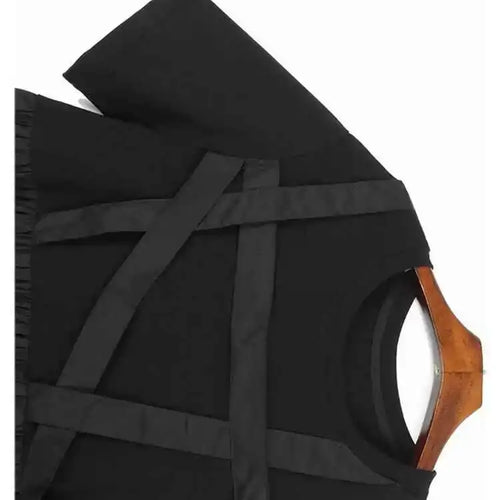 Load image into Gallery viewer, Women Black Ribbons Design Big Size Midi Dress New Round Neck Short Sleeve Fashion Tide Spring Summer 2025 1DH5566
