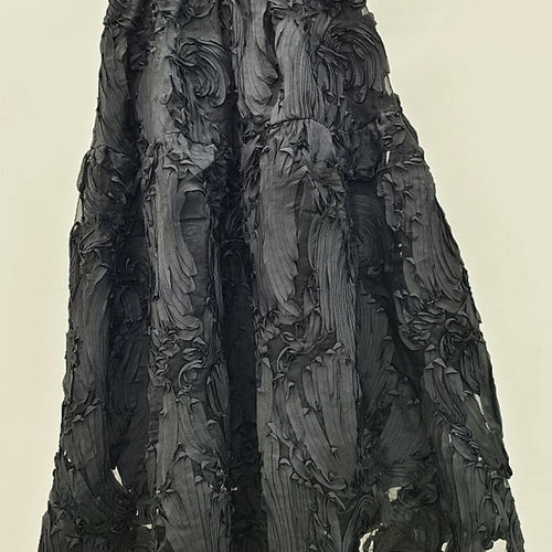 Load image into Gallery viewer, High Elastic Waist Black Pleated Shaped A-line Elegant Half-body Skirt Women Fashion Tide New Spring Autumn 2025 1DH8548
