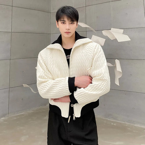 Load image into Gallery viewer, Winter Personalized Short Men&#39;s Padded Jacket Turn-down Collar Zipper Contrast Color Male Coats Niche New Fashion 9C8957
