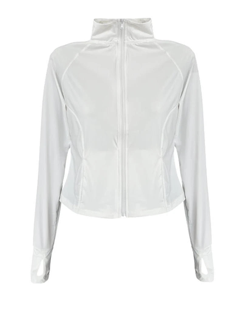 Green Slim Thin Sun Sunscreen Pocket Jacket New Stand Collar Long Sleeve Women Coat Fashion Spring Summer 2025 1DJ1519