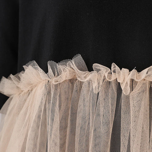 Load image into Gallery viewer, Women Black Mesh Color-block Big Size Knee-Length Dress New Round Neck Short Sleeve Fashion Spring Summer 2025 CPG3040
