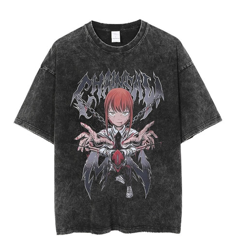 Load image into Gallery viewer, Vintage Washed Tshirts Anime T Shirt Harajuku Oversize Tee Cotton fashion Streetwear unisex top 1
