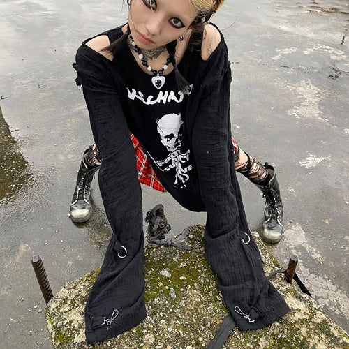 Load image into Gallery viewer, Harajuku T Shirts for Women 2024 Ropa Mujer Streetwear Punk Long Sleeve Tshirts Japanese Camisetas Y2k Tops Casual Chic Tees
