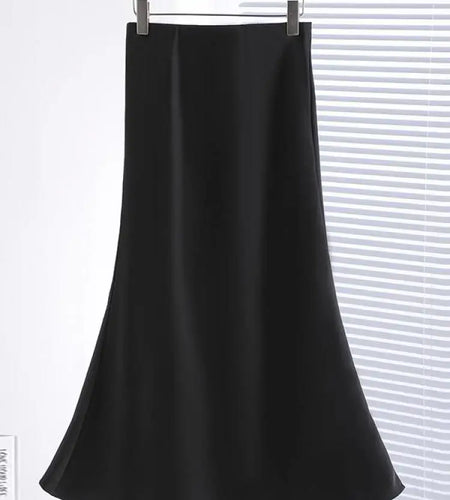 Korean Fashion Retro Women Black High Waist Fishtail Skirt Spring Summer Beige Elegant Vacation Party Long Skirt Popular Street