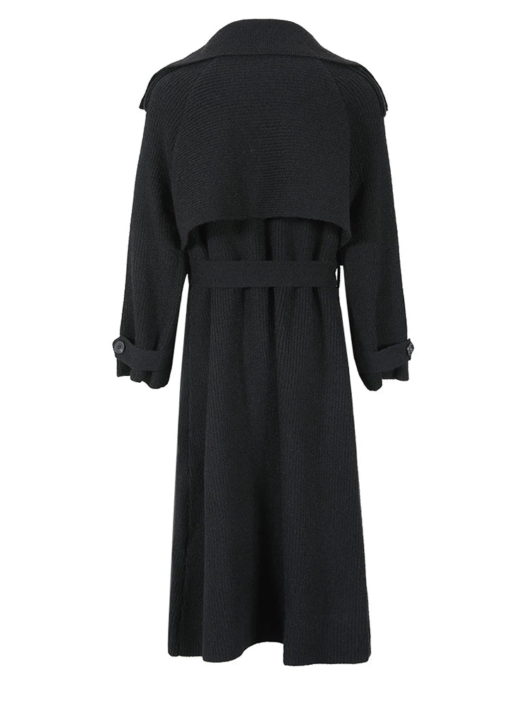 Gray Belted Pocket Big Size Knitting Cardigan Sweater V-Neck Long Sleeve Women New Fashion Spring Autumn 2025 17A2005H02