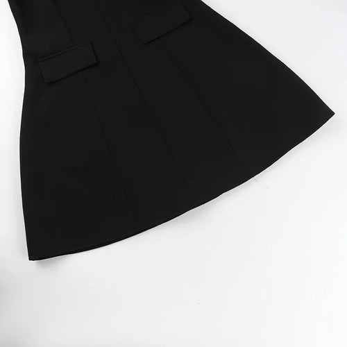 Load image into Gallery viewer, Autumn Long Sleeve Sexy Mini Dress For Women Solid Zipper Deep V Neck Two Pocket High Waist A-line Dress Femme Clothes
