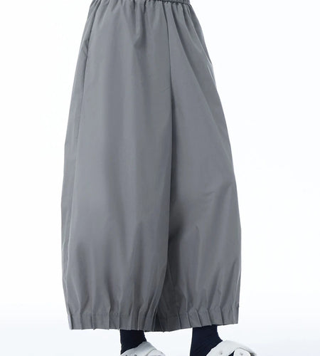 High Elastic Waist Gray Pleated Hem Casual Wide Leg Pants New Trousers Women Fashion Tide Spring Autumn 2025 1DJ1247
