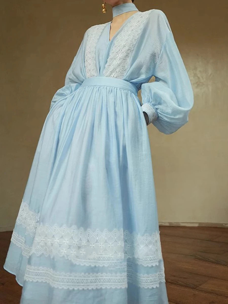 Hit Color Loose Two Piece Sets For Women V Neck Long Sleeve Top High Waist Temperament Skirts Female Fashion New