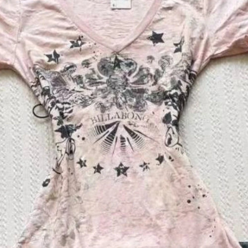 Load image into Gallery viewer, Women Vintage Print All Match Slim Waist Tees Streetwear Grunge V-neck Tops Y2k Aesthetic Casual T-Shirts Female Korean Harajuku
