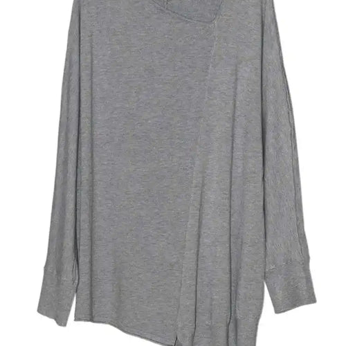 Load image into Gallery viewer, Women Gray Black Brief Irregular Big Size Casual T-shirt New V-Neck Long Sleeve Fashion Tide Spring Autumn 2025 1DJ0234
