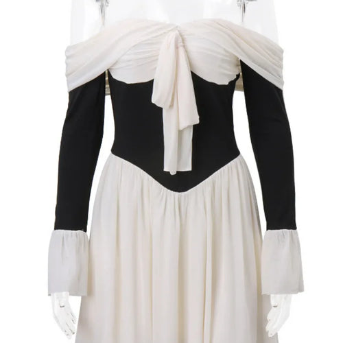 Load image into Gallery viewer, Elegant Strapless Backless Sexy Mini Dress For Women New Off-shoulder Long Flare Sleeve Pleated Club Party Dress
