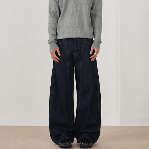 Load image into Gallery viewer, Men&#39;s Jeans New  American Style Straight Wide Leg Curved Jeans Solid Color Line Design Fashion Male Casual Trousers 9W1896
