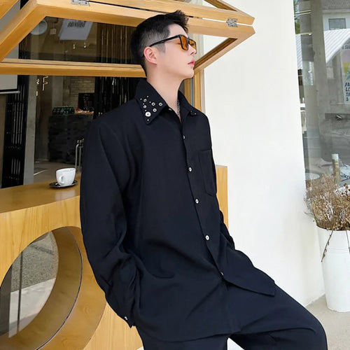 Load image into Gallery viewer, Korean Male Long Sleeve Shirts New Multi Metal Buckle Niche Design Turn-down Collar Stylish Menwear Spring Clothing 9W1401
