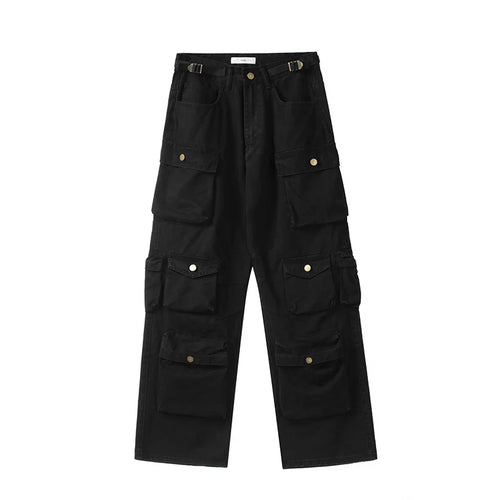 Load image into Gallery viewer, Men's Cargo Pants New American Male Loose Straight Toursers  Multi Pockets Wide Leg Bottoms Solid Color Spring 2025 9W1368
