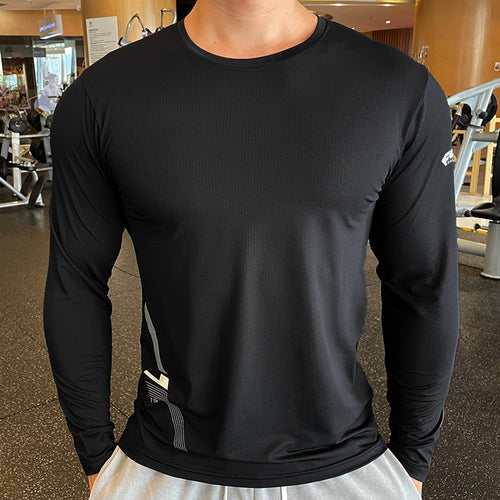 Load image into Gallery viewer, Men Fitness Compression Sport Shirt High Quality Running Long Sleeve Upper Clothing Crew Neck Swearshirt Male Rash Guard Wicking
