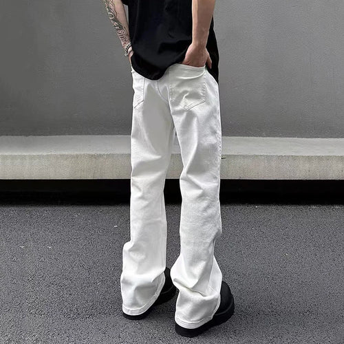 Load image into Gallery viewer, Men's Jeans New American Micro Flared Denim Pants Slim Fit Solid Color High Street Stylish Male Casual Trousers 9W1483
