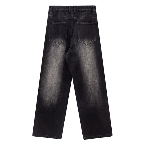 Load image into Gallery viewer, American Style Men's Denim Pants Washing Solid Color Washing Metal Design Straight Wide Leg Loose Male Jeans Summer 9W1984
