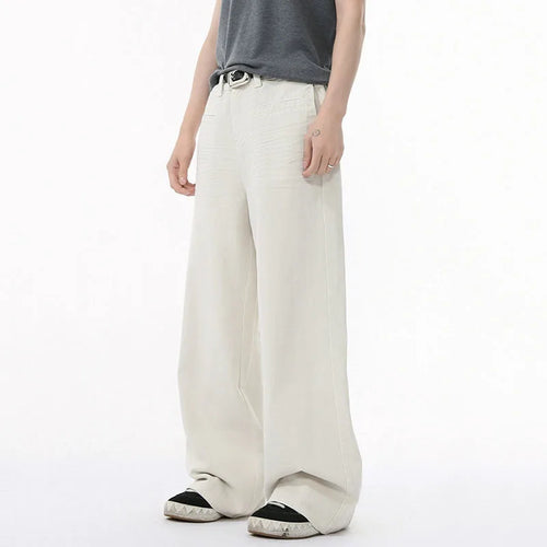 Load image into Gallery viewer, Men's Jeans Personality Pocket Reverse Wear Fold Design Solid Color Straight Wide Leg Denim Pants New Stylish 9W1589
