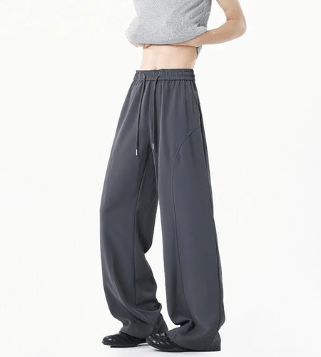 American Style Men's Suit Pants Straight Leg Trendy Solid Color Simple Tide Elastic Waist Stylish Male Trousers 9W1882