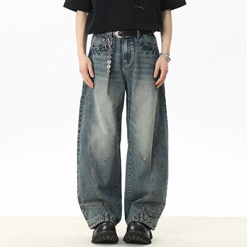 Load image into Gallery viewer, Men's Jeans New American Curved Knife Design Splicing Inverted Tide Male Toursers High Street Light Flare Bottoms 9W1534
