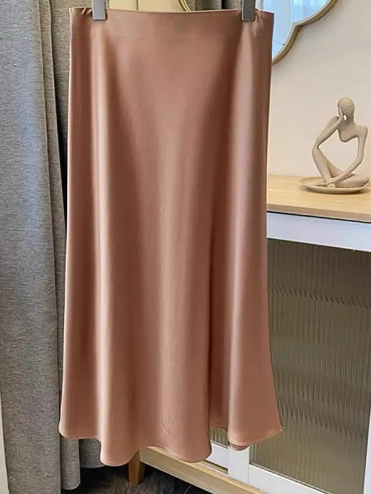 Spring Summer New Solid Elegant Vacation Pleated Skirts Women's French Fashion High Waist Slim A-line Fishtail Long Skirt Ladies