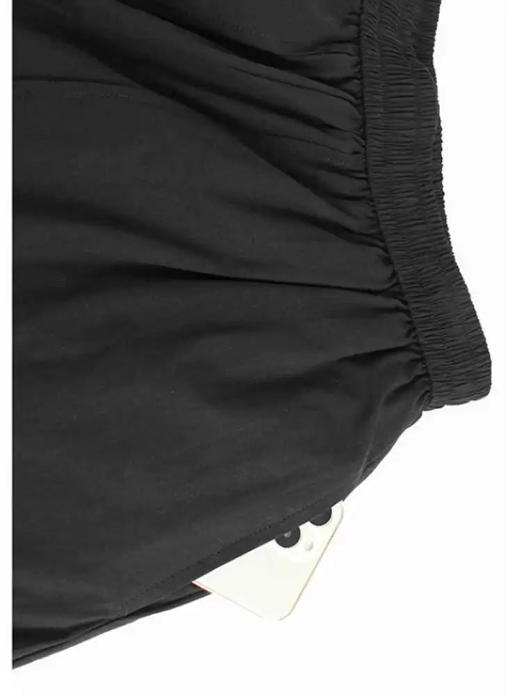 High Elastic Waist Khaki Spliced False Two Long Wide Leg Pants New Trousers Women Fashion Tide Spring Autumn 2025 1DJ0134