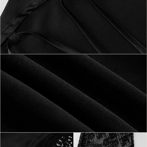 Load image into Gallery viewer, Lace Patchwork Backless Midi Dress Women Black Sexy Lace Up Skinny Dress Clubwear Fashion Satin Bandage Vestidos Hot
