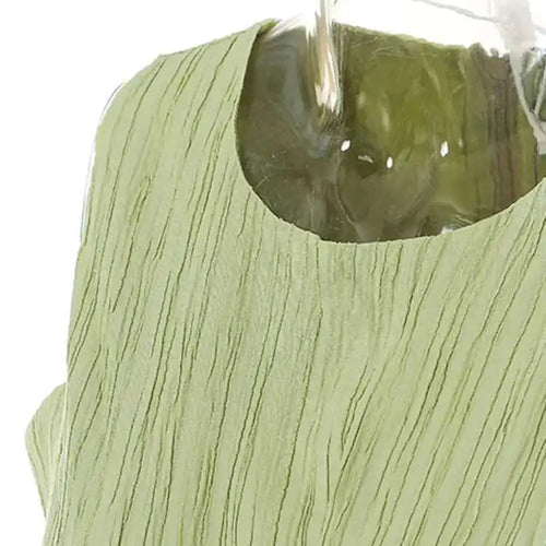 Load image into Gallery viewer, Women Green Waist Knot Cut-out Long Elegant Dress New Round Neck Sleeveless Loose Fit Fashion Spring Summer 2025 17A7128
