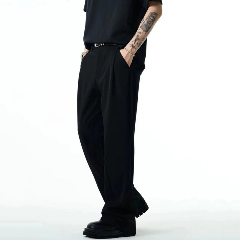 Men's Suit Pant Business Straight Leg Trendy New Korean Style Solid Color Stylish Handsome Male Casual Trousers 9W1861