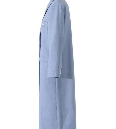 Women Blue Big Size Long Elegant Blazer New Lapel Long Sleeve Loose Fit Jacket Fashion Tide Spring Autumn 2025 2AAA0