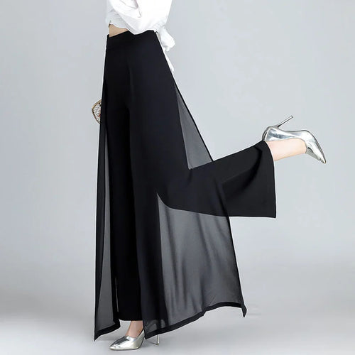 Load image into Gallery viewer, Chiffon Wide Leg Pants High Waist Casual Black Elegant Trousers Women Korean Fashion Clothing 2023 New Baggy Pantalon Femme
