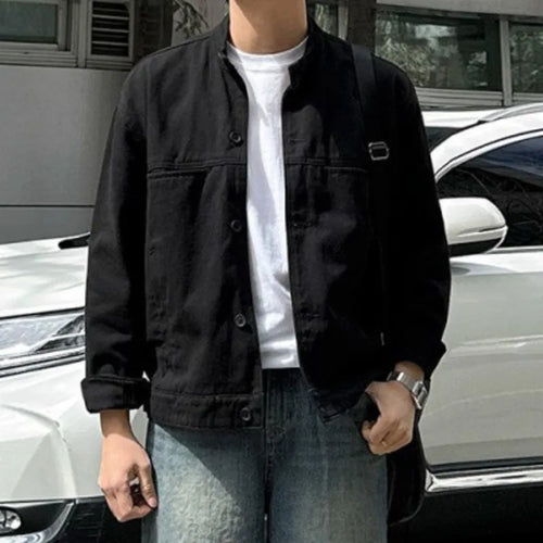 Load image into Gallery viewer, Men&#39;s Jacket New Spring Stand Collar Design Male Loose Casual Solid Color Clothing Korean Multi Pockets Trendy 9W1441
