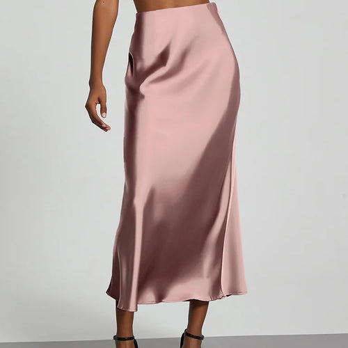 Load image into Gallery viewer, Fashion Satin Party Long Skirt High Waist Solid Color Casual Basic Women Skirts Fishtail Skirt Chic Summer Woman Clothing 2025
