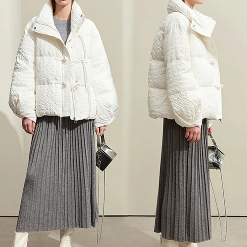 Minimalist New Chinese Down Jacket Women 2024 Winter Folding Cuff Disc Buckle Snowwear Padded Parka Down Jacket 12344117