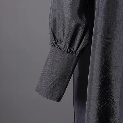 Load image into Gallery viewer, Women Gray Brief Long Big Size Elegant Dress New Turtleneck Long Sleeve Loose Fit Fashion Tide Spring Autumn 2025 1DH0252
