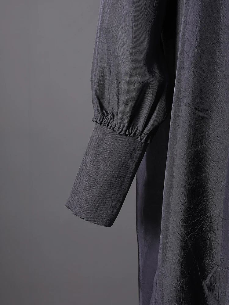 Women Gray Brief Long Big Size Elegant Dress New Turtleneck Long Sleeve Loose Fit Fashion Tide Spring Autumn 2025 1DH0252