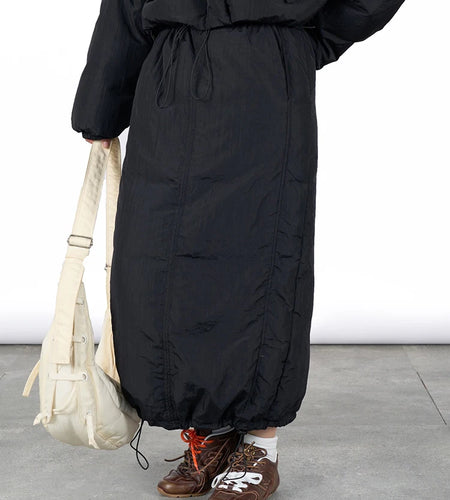 High Waist Beige Drawstring Shaped Warm Duck Down Half-body Skirt Women Fashion Tide New Autumn Winter 2025 1DH7468