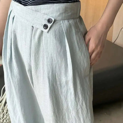 Load image into Gallery viewer, High Elastic Waist White Linen Pleated Long Elegant Wide Leg Pants New Trousers Women Fashion Spring Summer 2025 1DH6125
