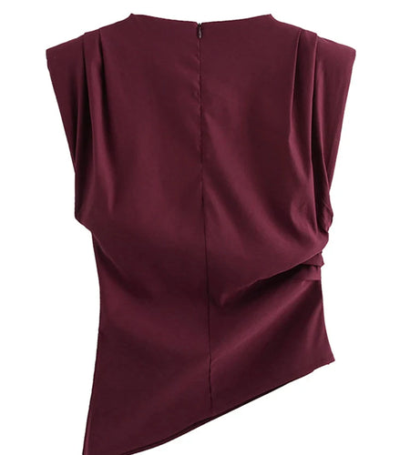 New European and American fashion simple pleated decorative shoulderless top