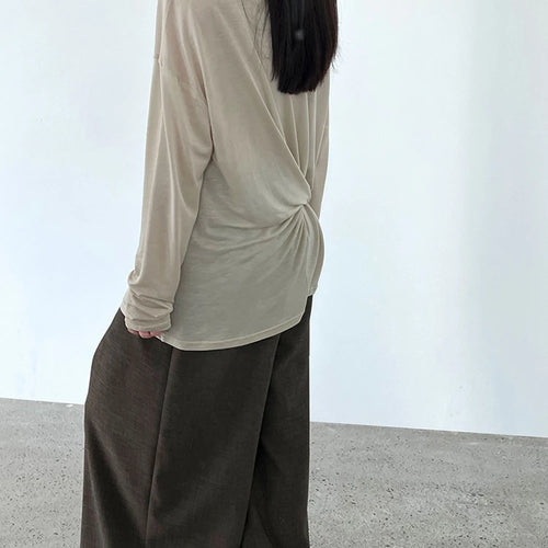 Load image into Gallery viewer, Women White Thin Bandge Perspective Big Size T-shirt New Round Neck Long Sleeve Fashion Tide Spring Autumn 2025 1DJ1303
