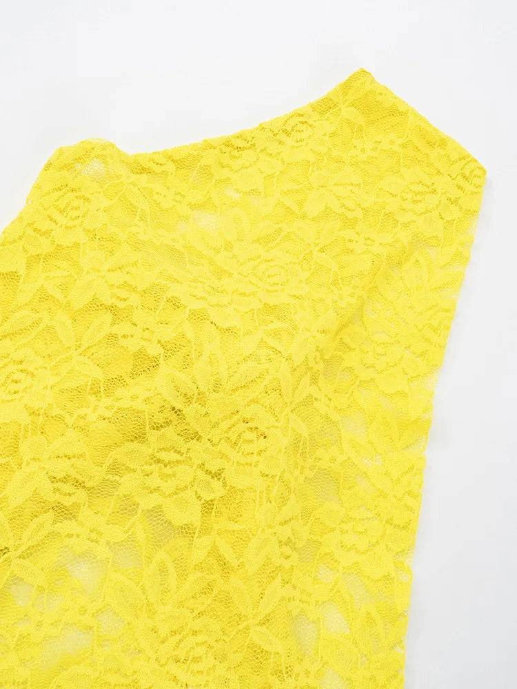 Sexy Slim Fit Women's  Two-piece Set Patchwork Irregular Lace Top And Fashion Short Skirt Two-piece Set Ladies Outfits