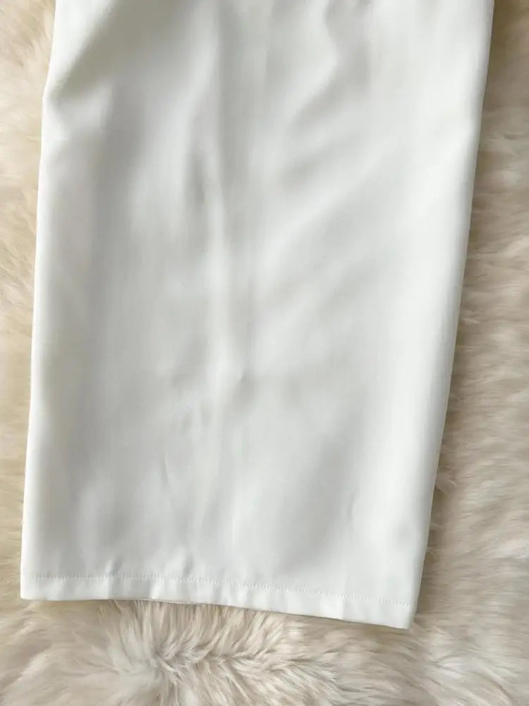 Spring Autumn Temperament Party Thick White Package Hip Midi Skirt Women Elegant High Waist Split Pencil Skirts Female Versatile