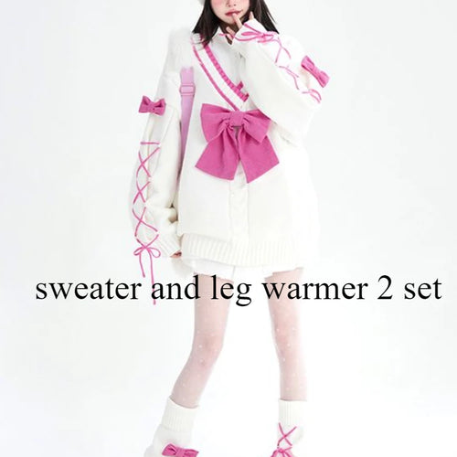 Load image into Gallery viewer, 2025 Sweet Contrast Color Grunge Sweaters Fashion All Match Streetwear Bandage Pullover Y2k Aesthetic Loose Bow Jumpers Women
