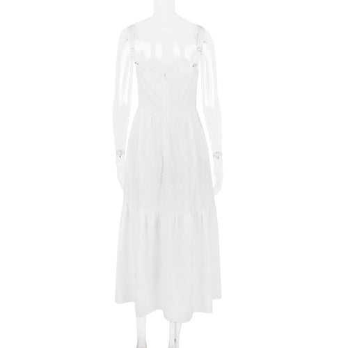 Load image into Gallery viewer, Elegant White Spaghetti Strap Midi Dress For Women Fashion Strapless Sleeveless Backless A-line Club Party Dress
