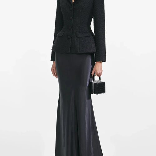 Load image into Gallery viewer, Slimming Elegant Two Piece Sets for Women Lapel Long Sleeves Tunic Spliced Buttons Top High Waist Skirt Set Female
