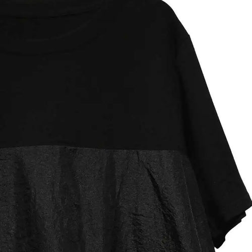 Load image into Gallery viewer, Women Black Drawstring Pocket Big Size Midi Dress New Round Neck Shhort Sleeve Fashion Tide Spring Summer 2025 1DJ0773
