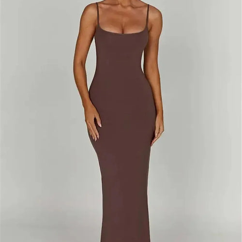 Load image into Gallery viewer, Spaghetti Strap Backless Bodycon Maxi Dress Women Autumn New Thickened Fabric Sleeveless Club Party Sexy Long Dress
