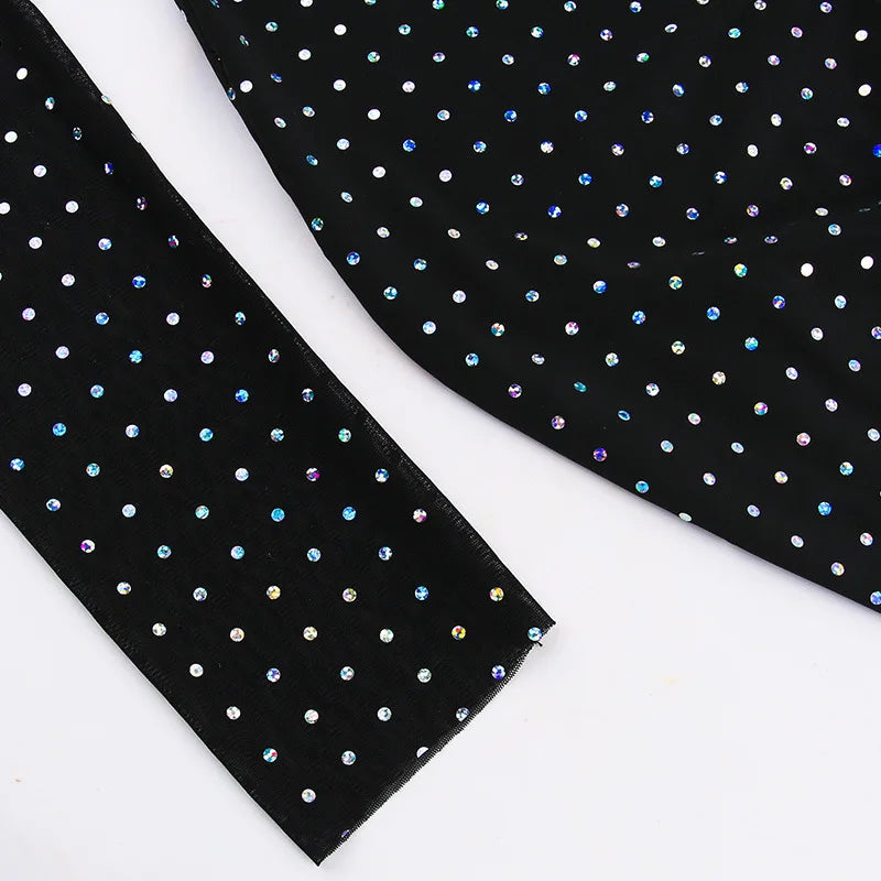 Elegant Sequin Sparkle Sexy Maxi Dress For Women Fashion Hollow Out Sheer Long Sleeve Bodycon Club Party Long Dress